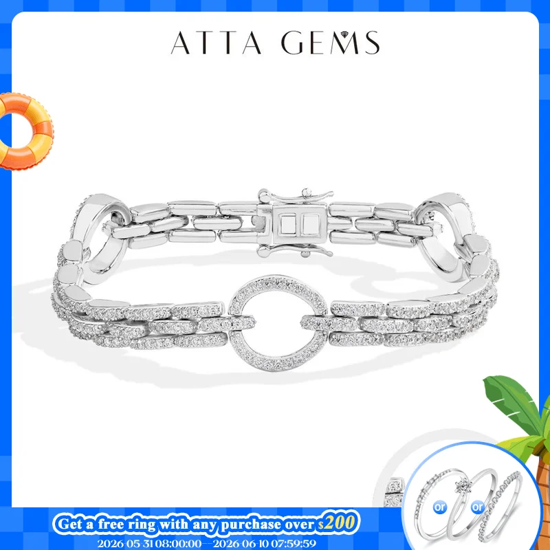 

ATTAGEMS Luxury Full Moissanite Diamond Bracelet DVVS1 Round Cut 1.2mm 925 Sterling Silver For Women Man Engagement Jewelry Gift