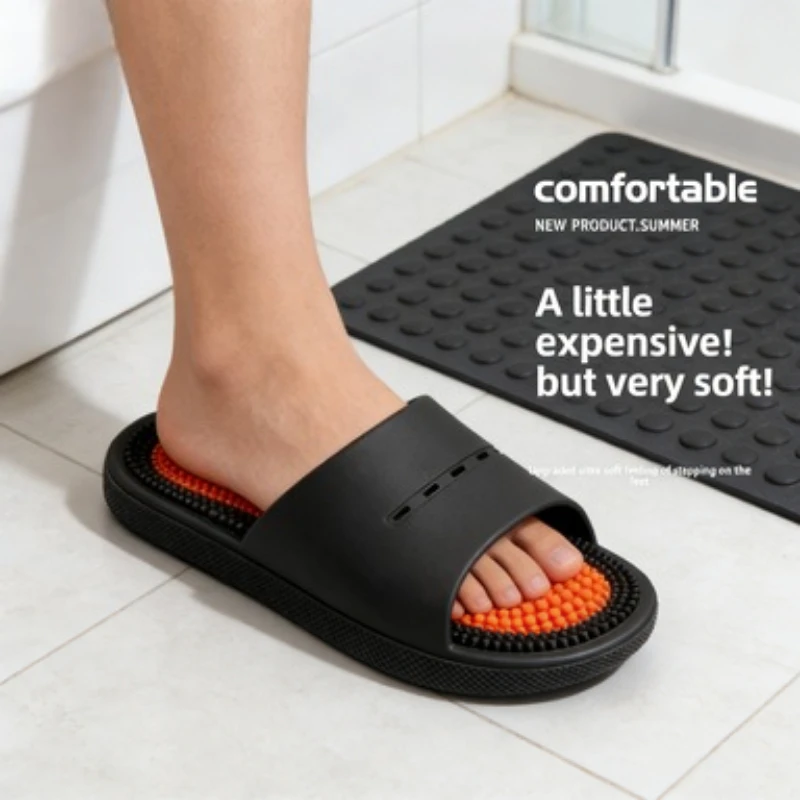 Massage Slippers Men's Summer Indoor Home Bathroom Bath Sole Acupoints Foot Therapy Non-slip Sandals Men's Men Slippers  Shoes