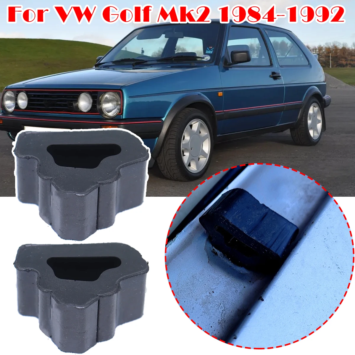 

2PC Engine Cover Bonnet Wing Guide Rubber For VW Golf Mk2 Corrado Hood Stop Buffer Triangle Damping Block Pad Cushion 1984-1992