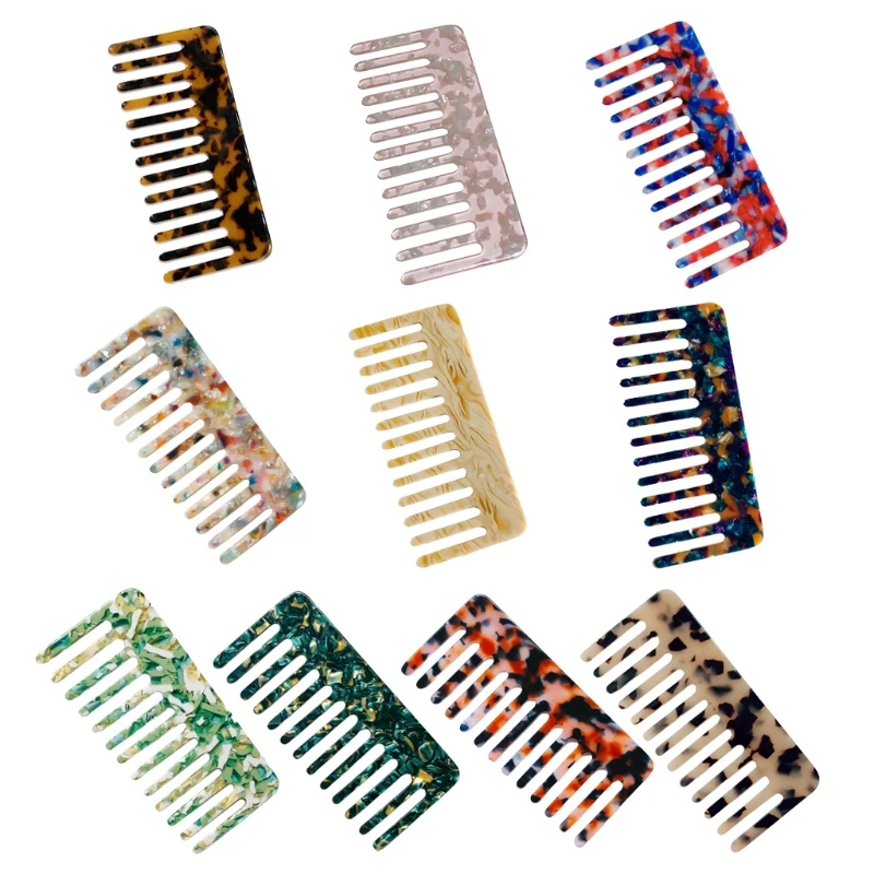 Cellulose Acetate Massage Hair Comb Colorful Marble Stone Leopard Print Hair Brush Anti-Static Rectangle Styling D0UE