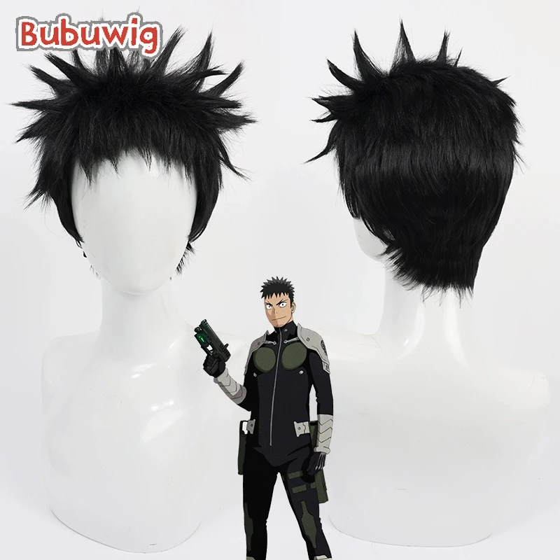 Bubuwig Synthetic Hair Kafka Hibino Cosplay Wigs Kaiju No. 8 Kafka Hibino Role Play 30cm Short Black Men Cos Wig Heat Resistant