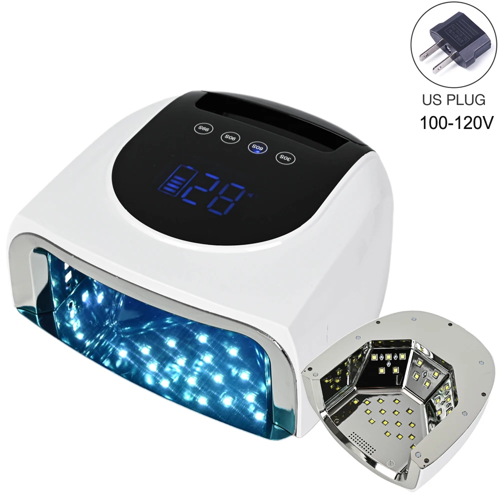 Oplaadbare 96W nagellamp met spiegel reflecterende basis gellak droger manicure machine UV-licht voor nagels nagel UV LED-lamp