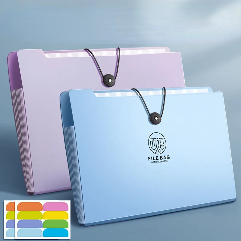 A4 Folder File Pocket 8/12 Layer A4 File Bag Multi-layered Expanding Wallet Classification Buckle Cable Organ Packages