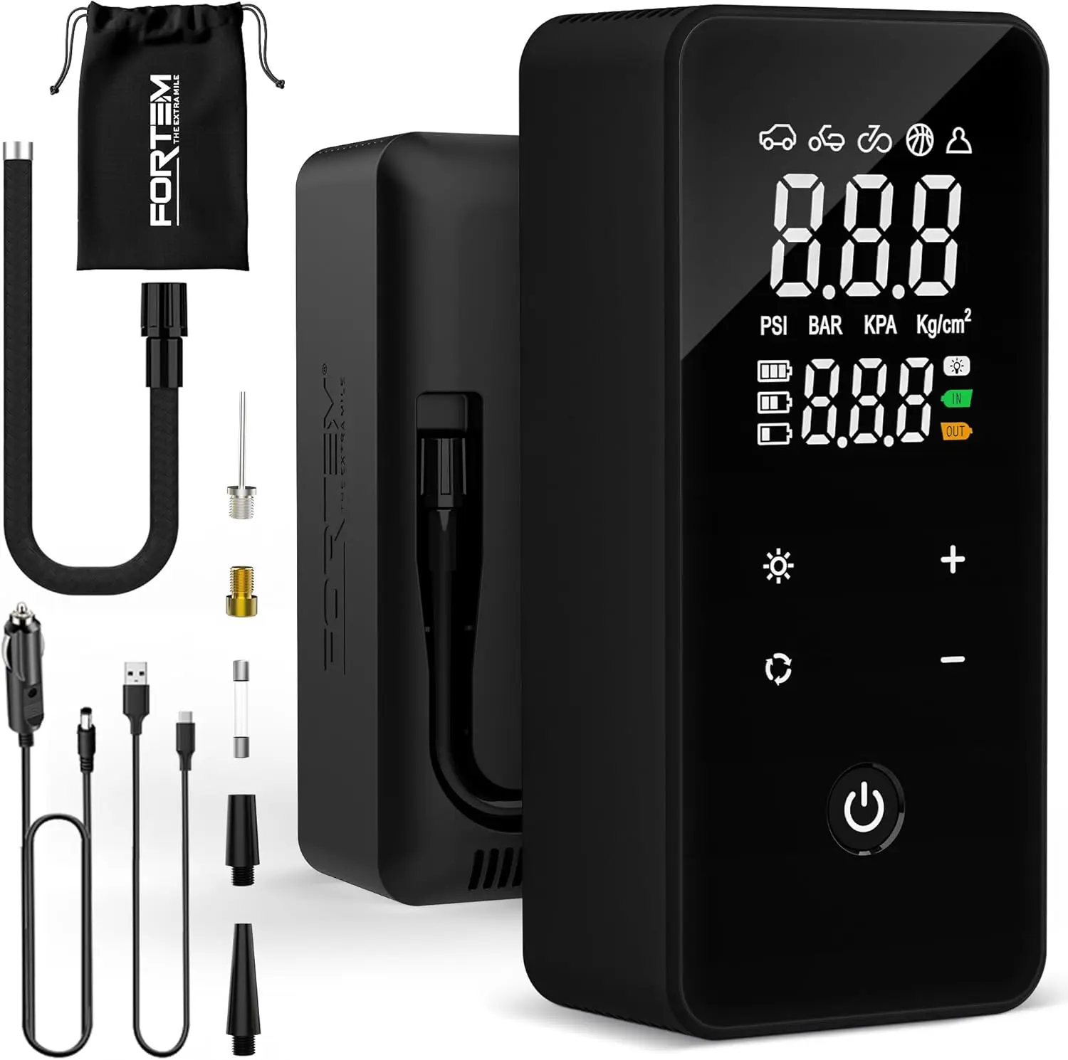 

CordlTyre Inflator, Portable Electric Air Pump, 7800mAh Battery, 2X Faster Inflation for Car, Bike, SUV, with Carry Bag