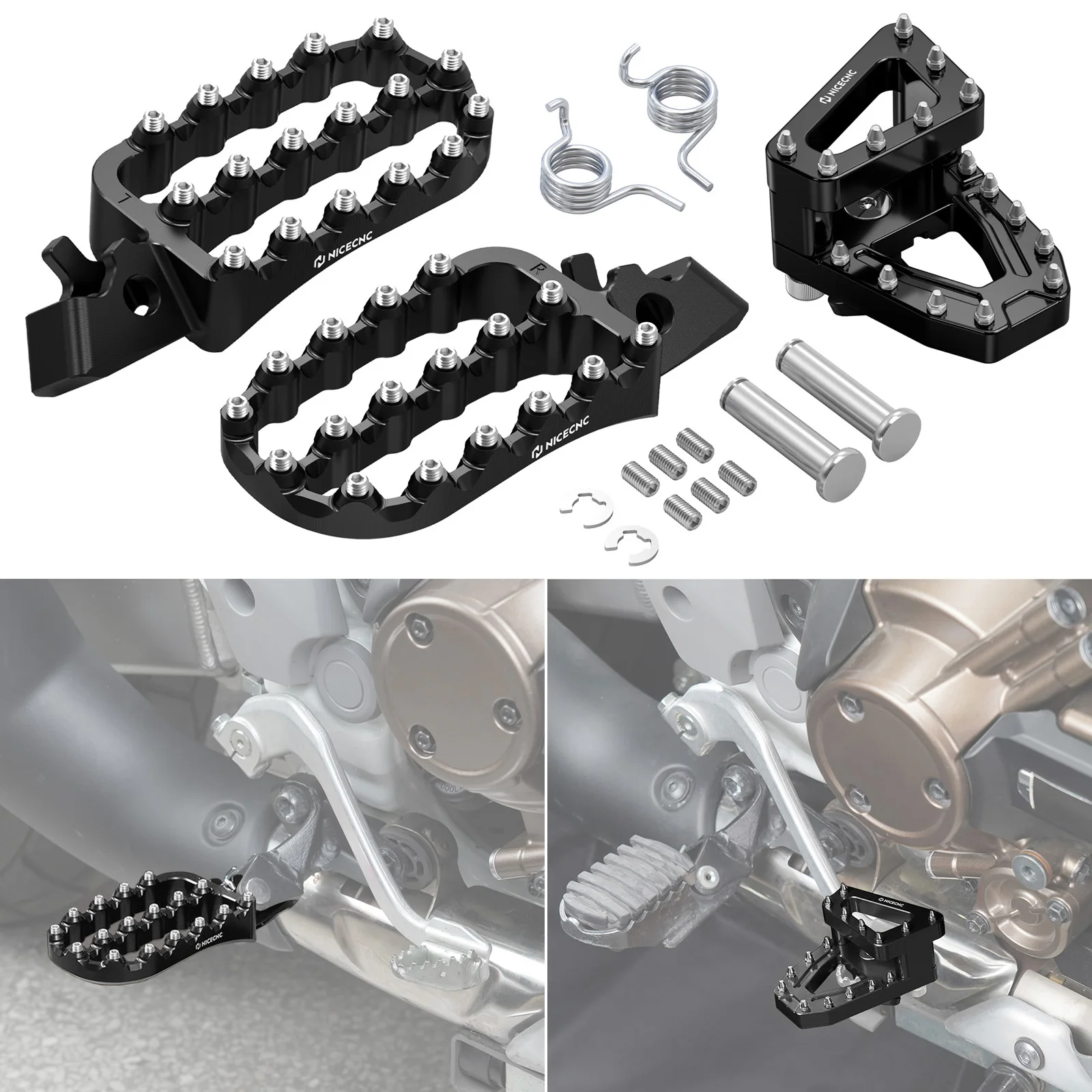 Motorcycle Large Footpeg Footrests/Dual Control Brake Lever Pedal Enlarge Extension Tip for Honda CRF1100L Africa Twin 2020-2026