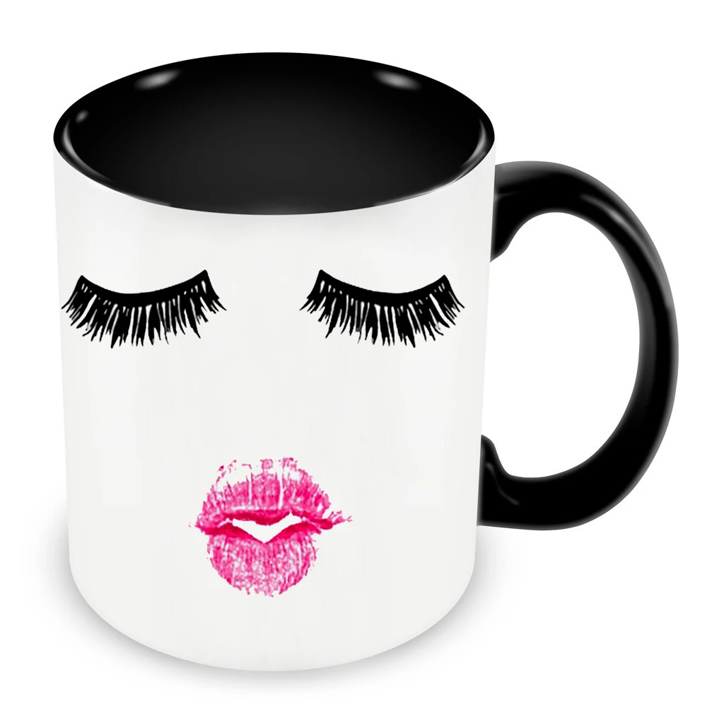 Creative Eyelashes Mug for Women, Makeup Mugs for Mum, Salon Decal, Custom White Mugen, Design Your Own Cool Vintage Travel Cups