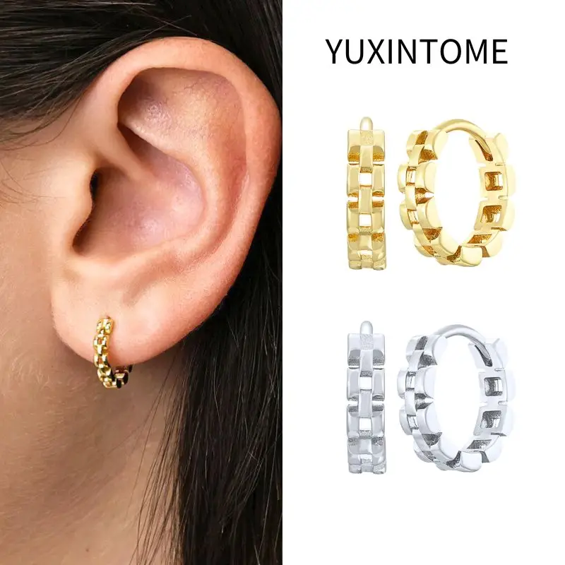 925 Sterling Silver Ear Needle Fashion Hollow Hoop Earrings for Women Simple Punk Round Huggie Earring Party Trend Jewelry Gifts
