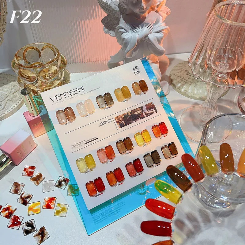 VENDEENI 15 colors Transparent color Nail gel set Nail salon 2024 New Hot sale Fashion Nail Art Kit Non-toxic UV gel Wholesale