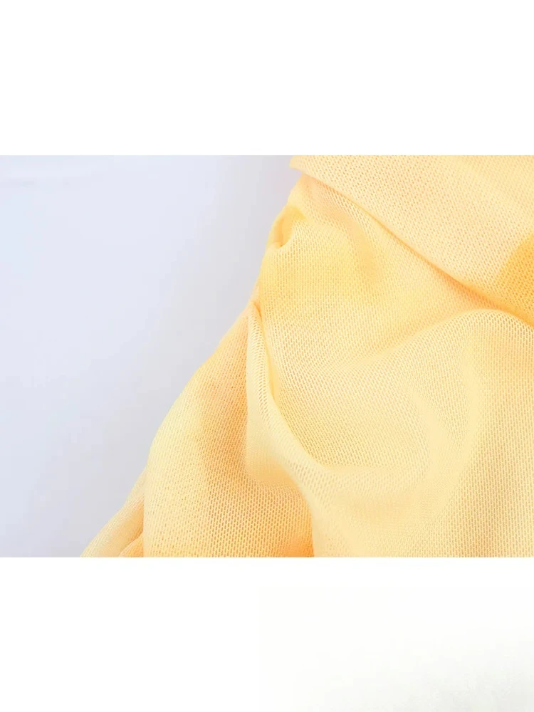 KONDALA Seksowna, elegancka sukienka damska na ramiączkach, żółty wzór, bez rękawów, siateczka, tiulowa, prosta sukienka typu vestidos, modna sukienka letnia na plażę 2025