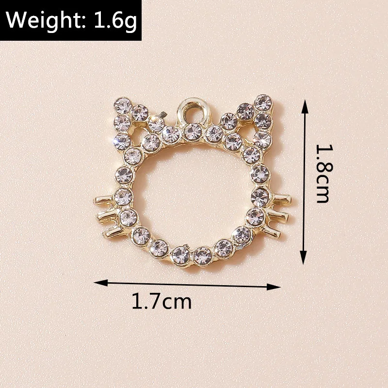 Leslie 10 Stück niedliche Anhänger, zarte Kristall-Katzenanhänger für Ohrringe, Armbänder, Halsketten, DIY-Schmuckherstellung, Zubehör, handgefertigt – Detail 6