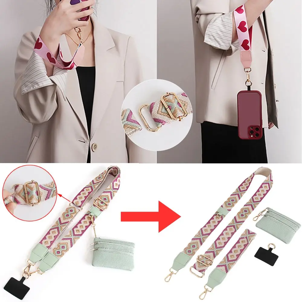 Adjustable Women Colored Straps For Crossbody Messenger Shoulder Bag Accessories Cell Phone Lanyard Strap Neck Cord With Wallet