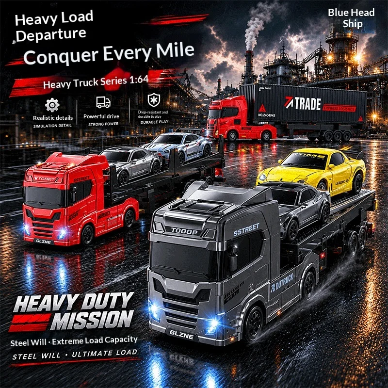 1:64 Mini Desktop RC Container Truck, Full‑Proportional Drift Collectible RC Car Toy for Boys