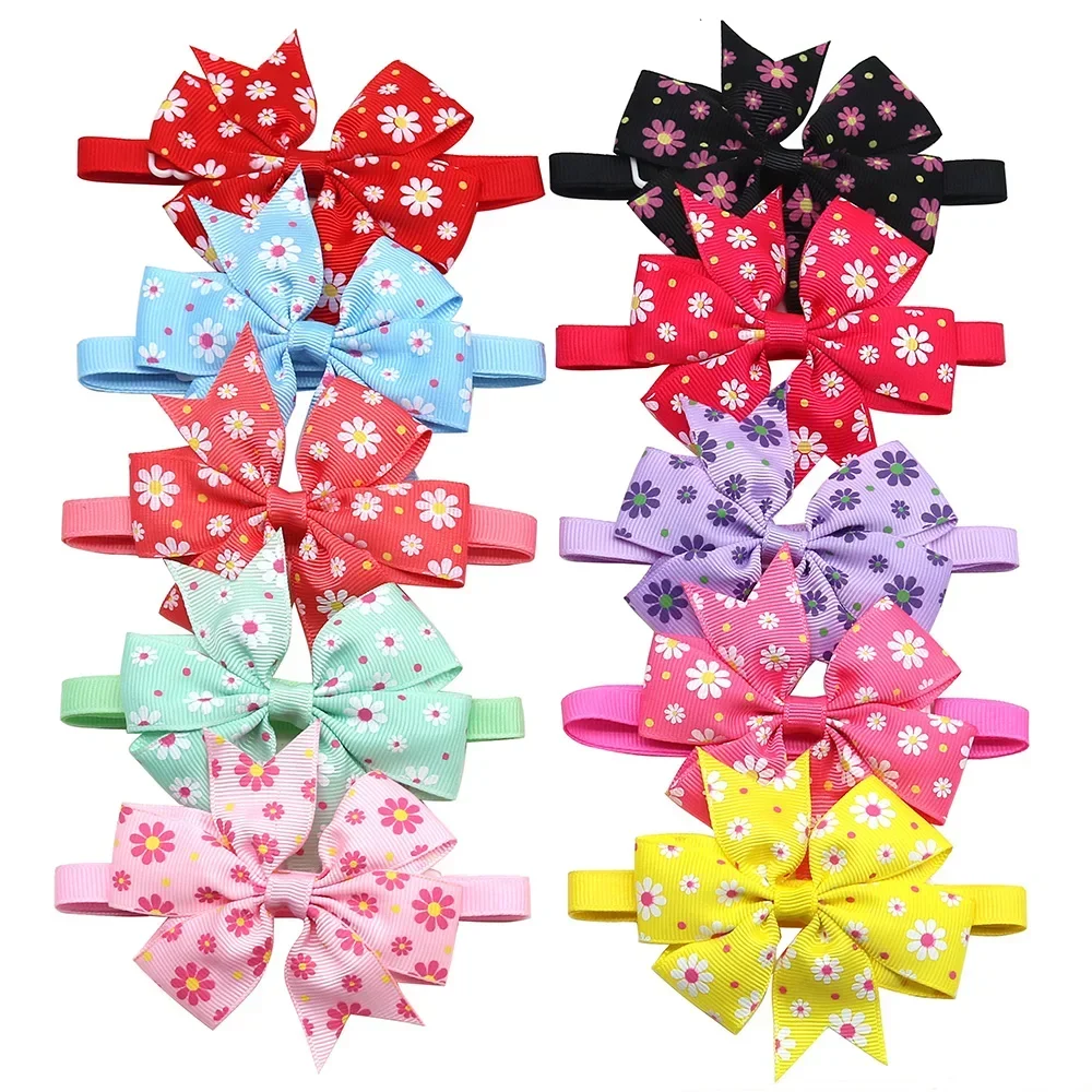 100pcs Pet Cat Dog Bow Ties Fashion Popular Pet Supplies Flower Pet Bowties Collar Pet Puppy Small Dog Grooming Accessories