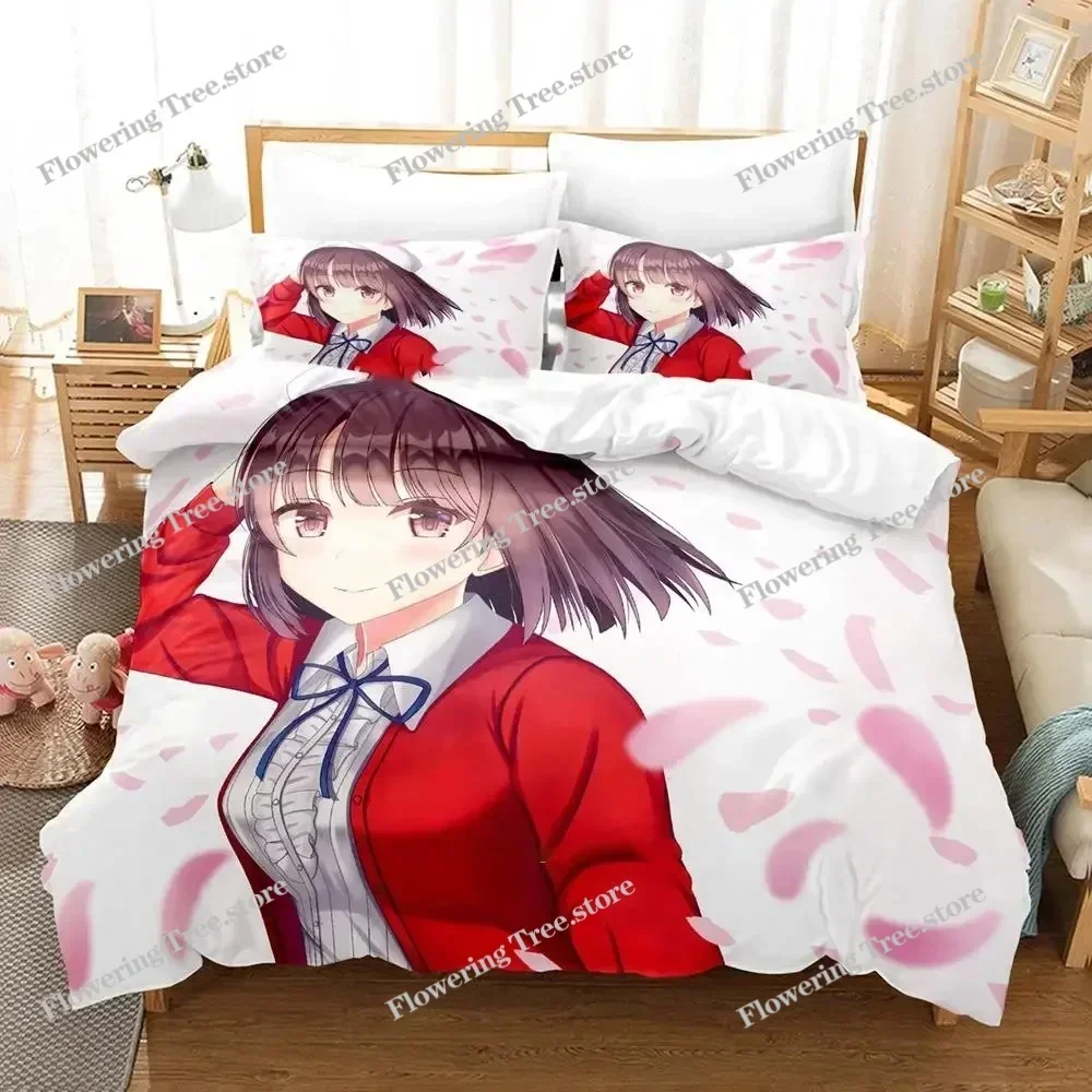 Anime Megumi Kato Saekano Bedding Set Duvet Cover Bed Set Quilt Cover Pillowcase Comforter king Queen Size Boys Adult Bedding