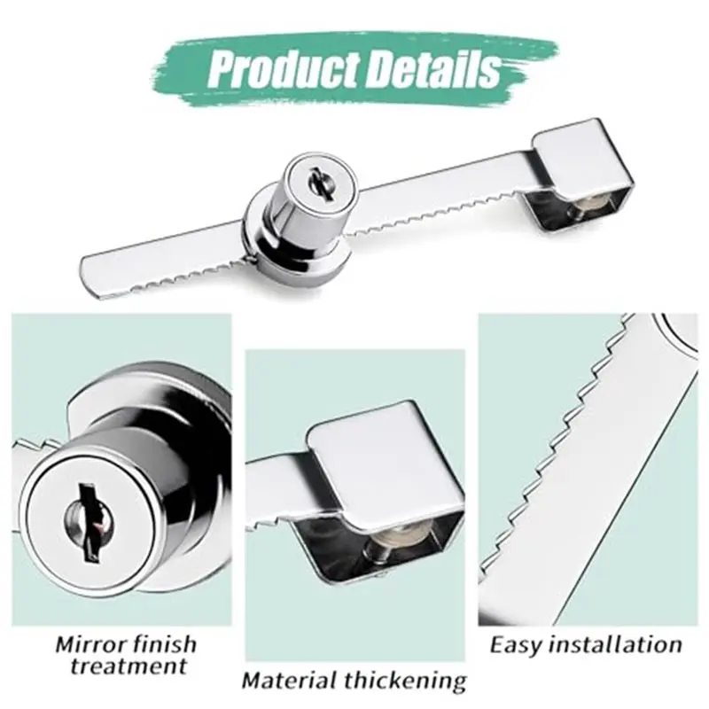 For Terrarium Showcase Glass Door Lock 3Pcs Reptile Vivarium Lock, Ratchet Display Cabinet Lock With Key Cabinet Locks