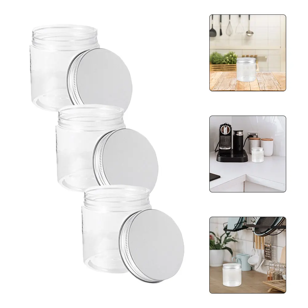 

6pcs 250Ml Mini Plastic Jars Food Storage Containers Sealed Aluminum Lid For Tea Coffee Candy Honey Kitchen Organization