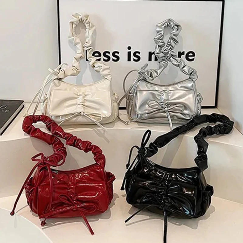 

Новая тенденция, женская сумка на одно плечо, красная плиссированная сумка под мышками, нишевая высококачественная модная сумка на плечо, роскошный аксессуар