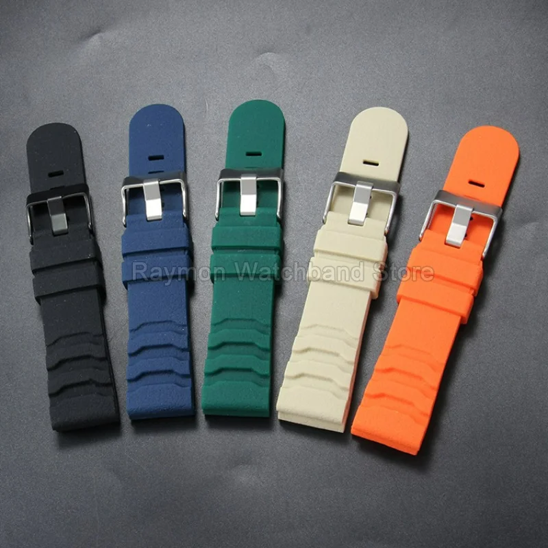 Резиновый ремешок для часов с плоским креплением 22/24 мм для Luminox 3603, 3747, 3801, 3601, 3723, устойчивый к поту и коррозии, дышащий.