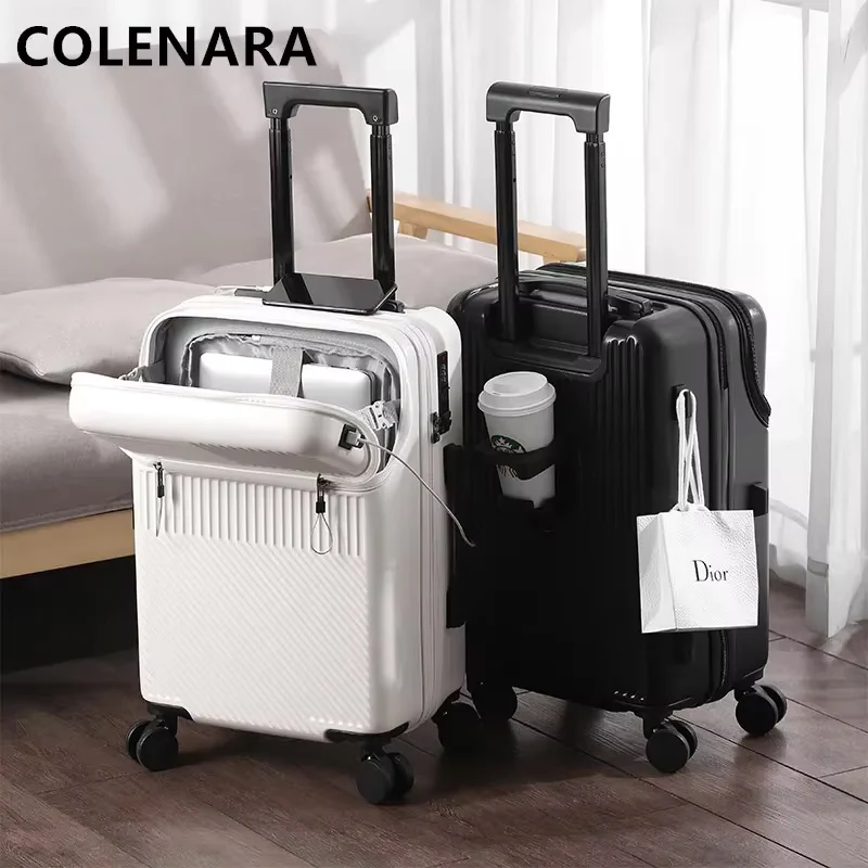 COLENARA Multi-functional Suitcase USB Charging Boarding Box Front Opening Trolley Case Case 20