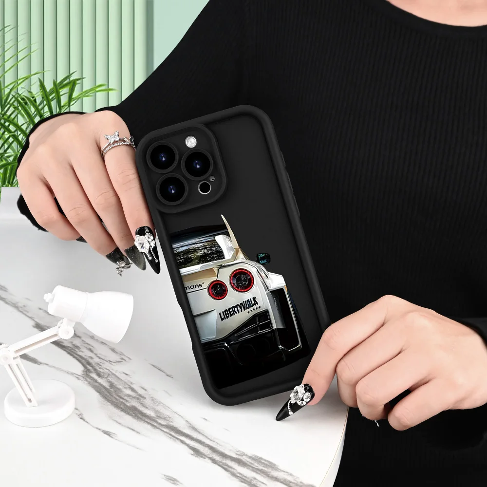 حافظة هاتف بنمط ضوء خلفي للسيارة إبداعي، لهاتف iPhone 16 15 14 13 12ProMax