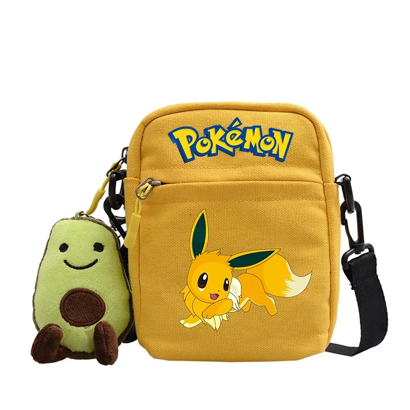 Pokemon Shoulder Bag Pikachu Gengar Crossbody Avocado Schoolbag Girl Boy Cartoon Printed Satchel Messager Bag Kids Birthday Gift