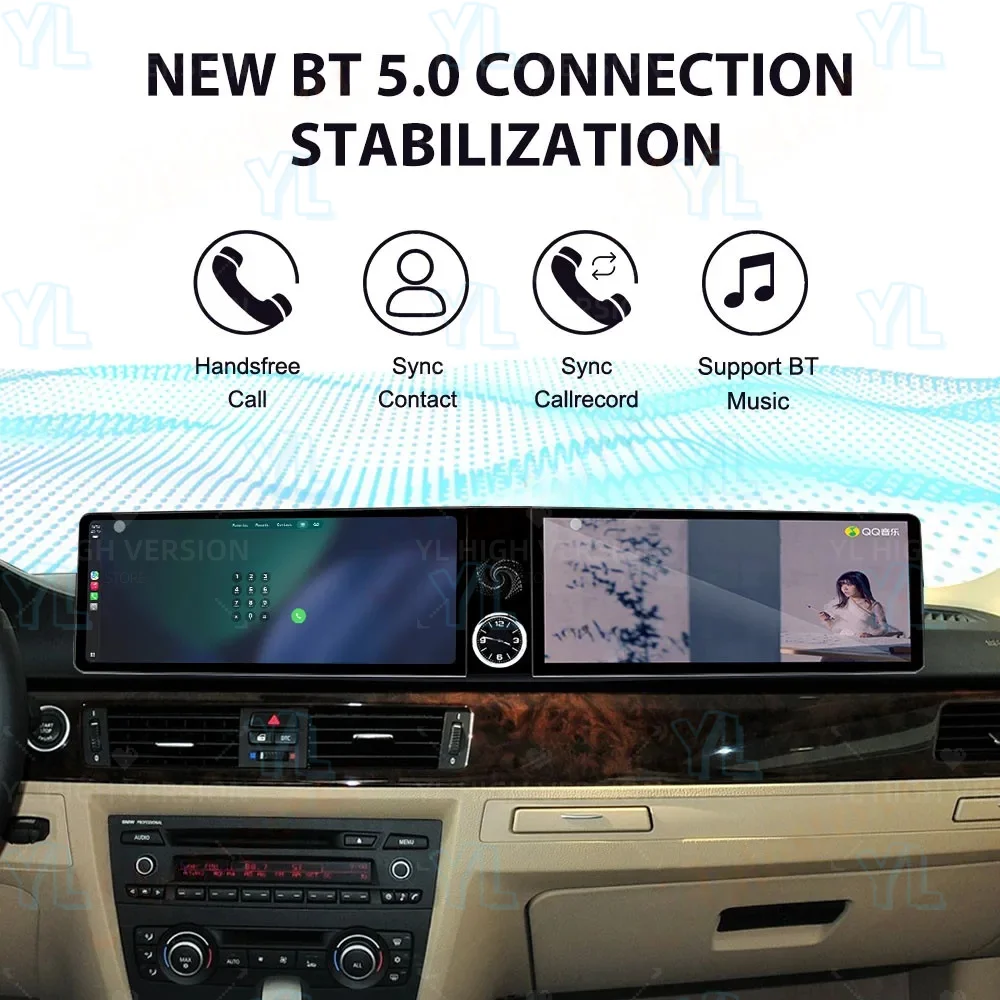 12.3 Inch Dual Screen Android Car Radio Carplay Screen For BMW 3 Series E90 E91 E92 E93 2005-2012 Multimedia GPS Navigati BT 5.0