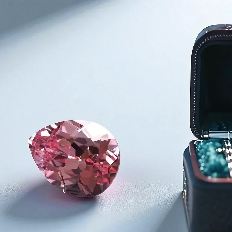 L-Top شروق الشمس الوردي اللون مختبر نمت الياقوت الكمثرى شكل VVS1 الأحجار الكريمة الخرز Diy بها بنفسك صنع المجوهرات شهادة اختيار