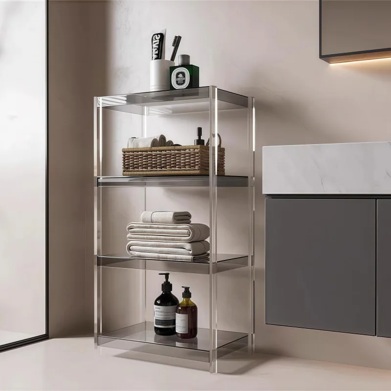 Acrylic Shelf Toilet Bathroom Rack Bathroom Toilet Shower Room Floor to Floor Multi-layer Display Shelf Bookshelf