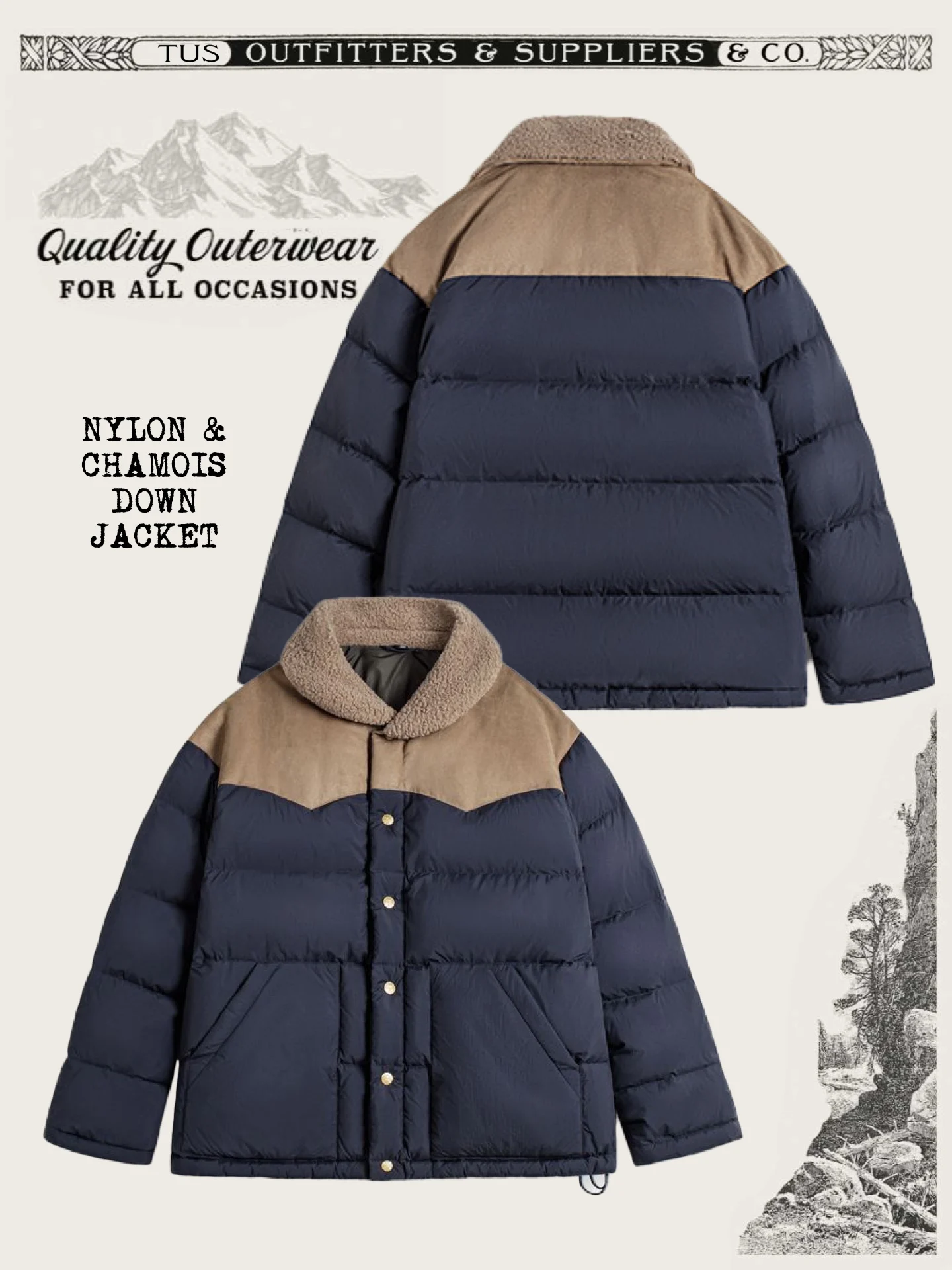 

Rocky Mountain down Jacket Selected by Kento Nakajima Suede Patchwork Plush Collar 90 White Duck down Thickened Warm Coat