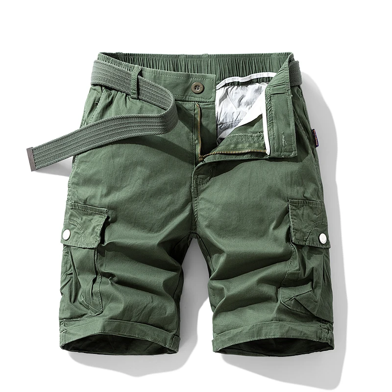 Summer Men's  Solid Cotton Cargo Shorts Mens  Fashion Breeches Bermuda Shorts Men Spring Casual Joggers Shorts Male Dropshipping