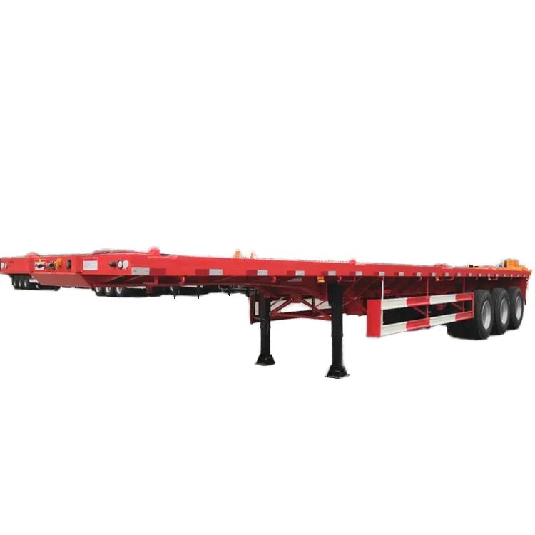 3 Axle Flatbed Steel Container Skeleton Semi Trailer Durable for Construction Machinery Transport
