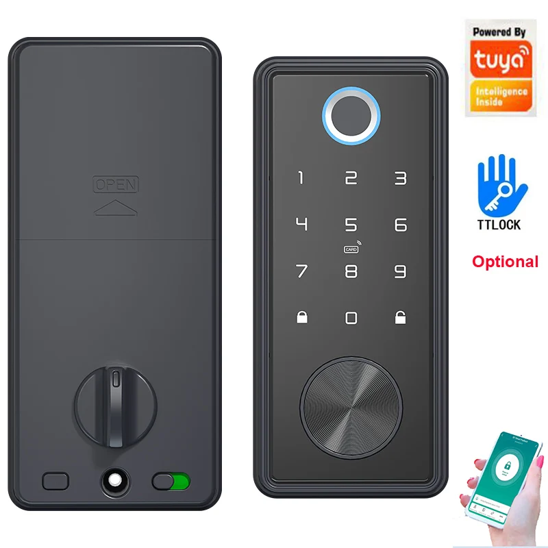 

Smart Deadbolt Locks TTLock Or Tuya APP Fingerprint Biometrics Password Card Code US Deadbolt Automatic Latch Lock