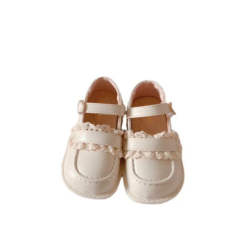 Sepatu Anak-anak untuk Bayi Perempuan Sepatu Kulit Musim Semi Anak-anak Renda Manis Putri Sneakers Tunggal Sepatu Sekolah Modis