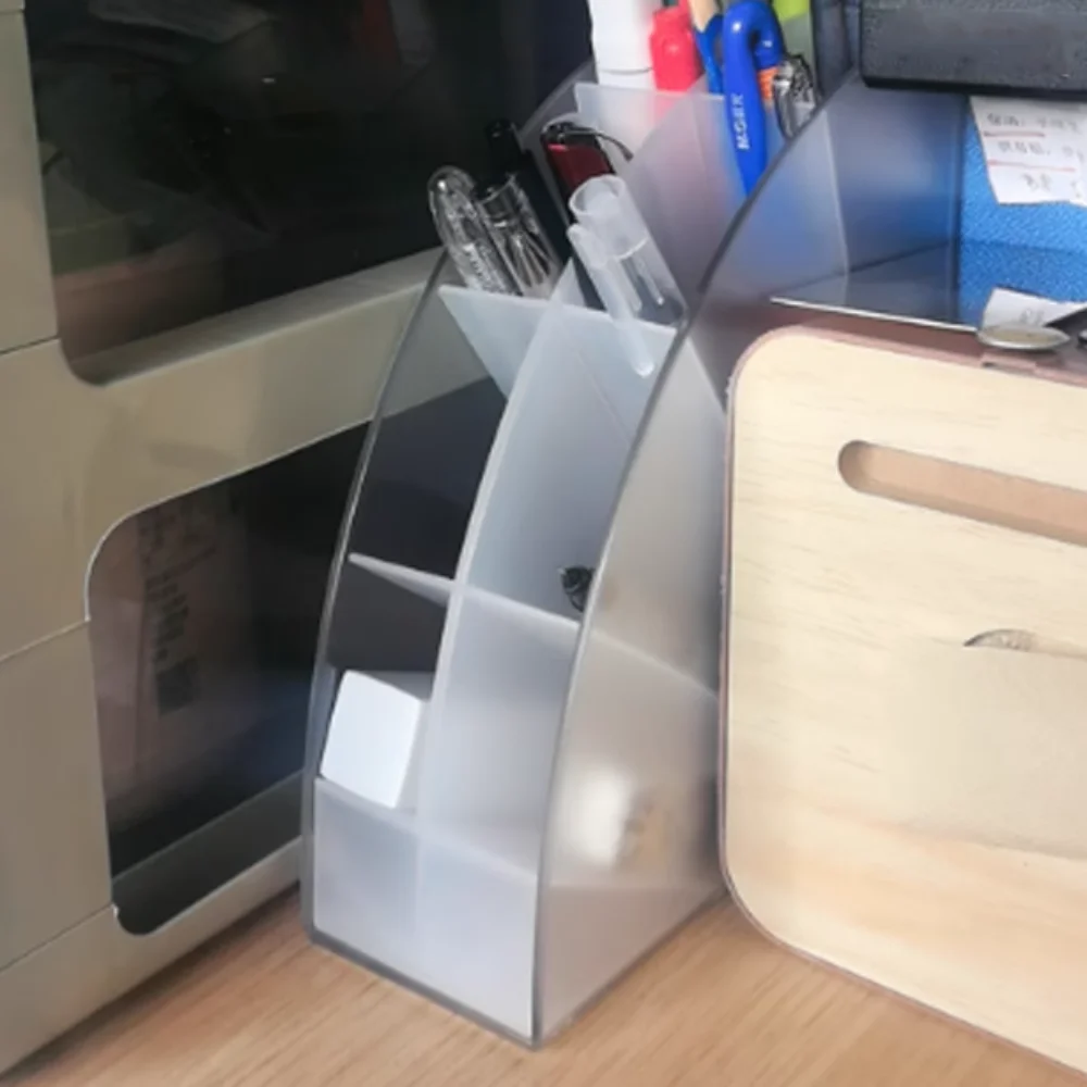 Slant Insertion 8 Grid Pen Storage Box Space Saving Large Capacity 8 Grid Pen Holder Multi-function Storage Stationery Organizer