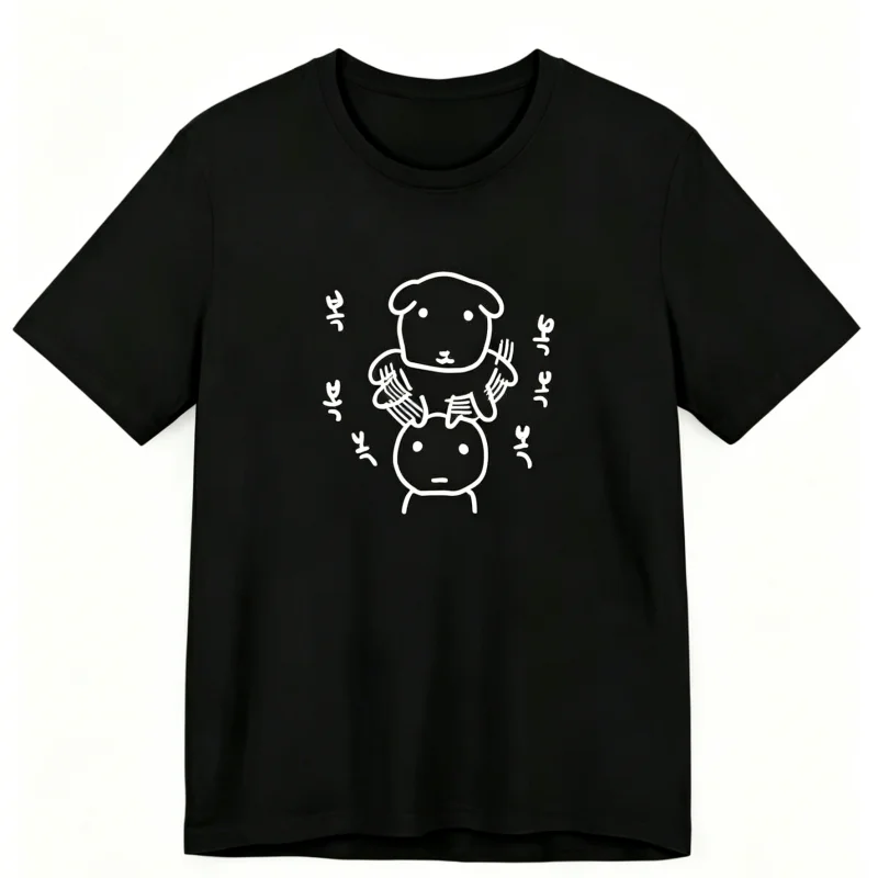 Funny Minimalist Dog Print T-Shirt Women Cute Cartoon Line Art Graphic Tee Casual Loose Short Sleeve Korean Style Tshirt Tops