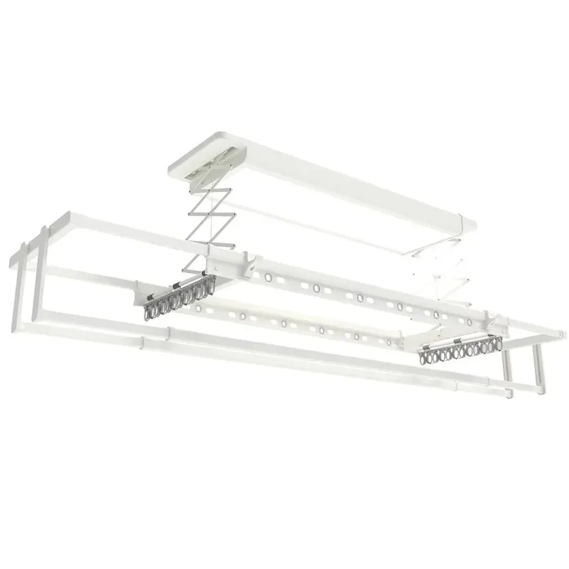 Modern Intelligent Electric Lifting Aluminum Drying Rack Wall Mounted Remote Control Folding Design Heating Bluetooth Voice