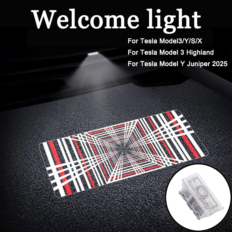

LED Projector Puddle Lights Ultra-Bright High Definition Welcome Light 3D Laser Atmosphere Light for Tesla Model Y Juniper 2025