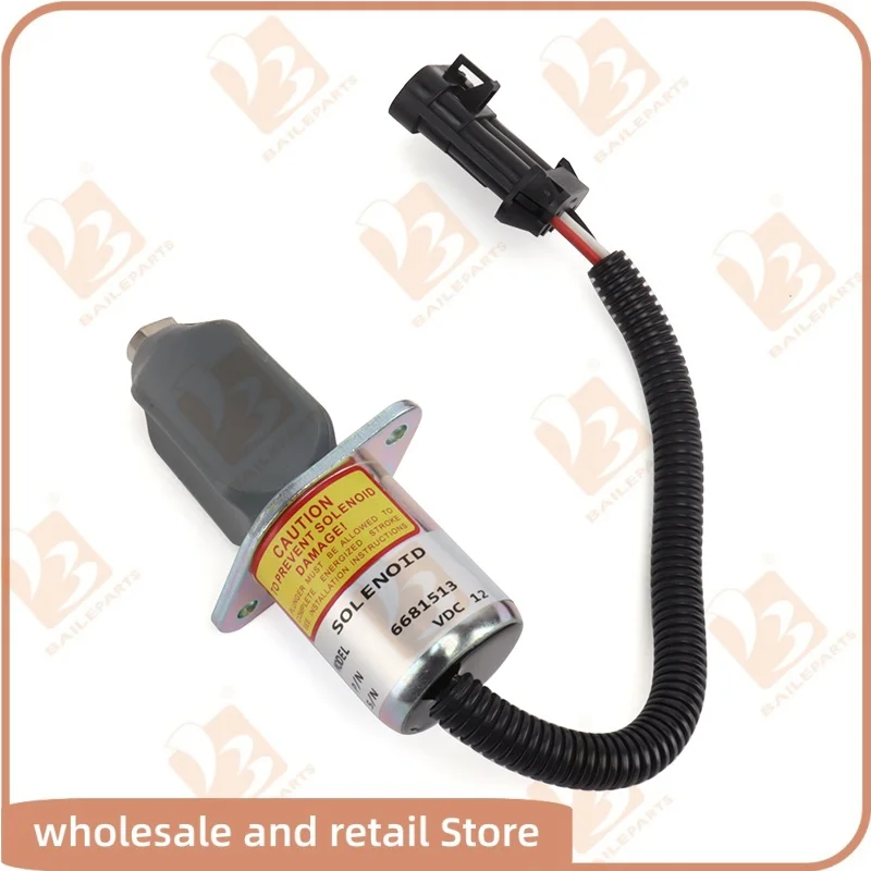 Image of 6681513 Kraftstoffabschaltmagnet 12 V für Bobcat Kompaktlader S150 S160 S175 S185 T190 751 753 763 773 Stoppmagnetventil Motor