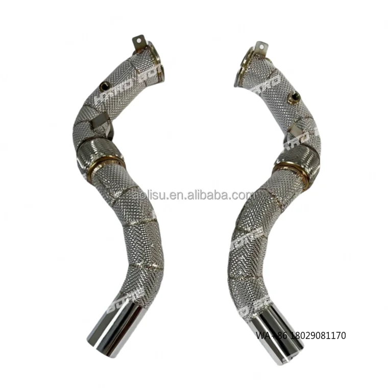

Автомобильный прямой даунпайп Free Flow для X5M/X6M F85/F86 4.4 2015-2019 с теплозащитным экраном, выхлопная труба из нержавеющей стали, гоночный коллектор