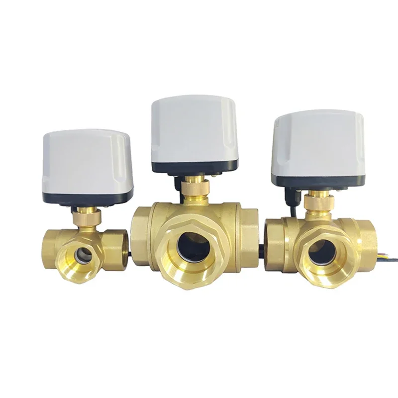 Waterproof Electric Ball Valve Brass Three-Way T/L type Three-Wire two-control Three-Wire one-control 220V 24V 12V Motorized