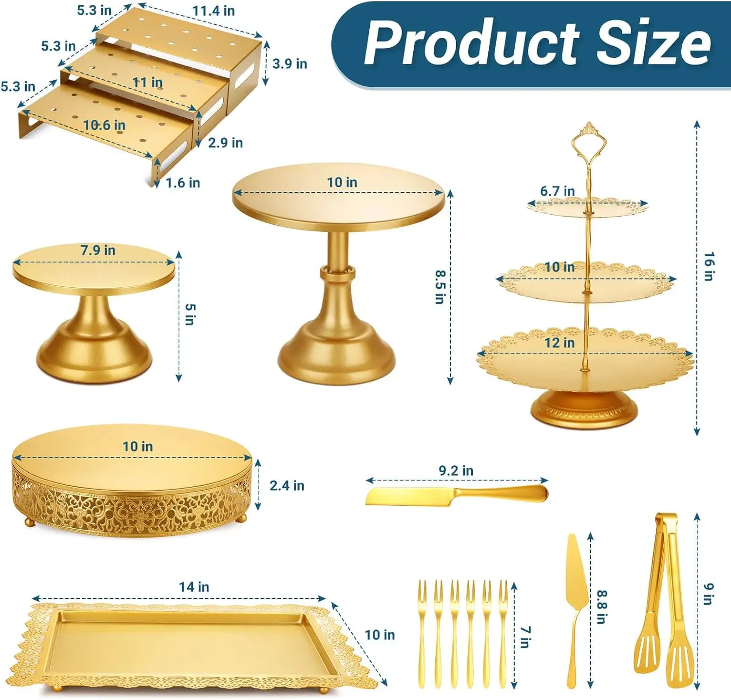 Goldenes Metall-Dessert-Tisch- – Display Risers Set Bewertung und Preis