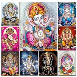 5D DIY Diamond Painting Hindu Gold Ganesha God Full Diamonds Mosaic Cross Stitch Kits Religion Rhinestone Embroidery Kit H263