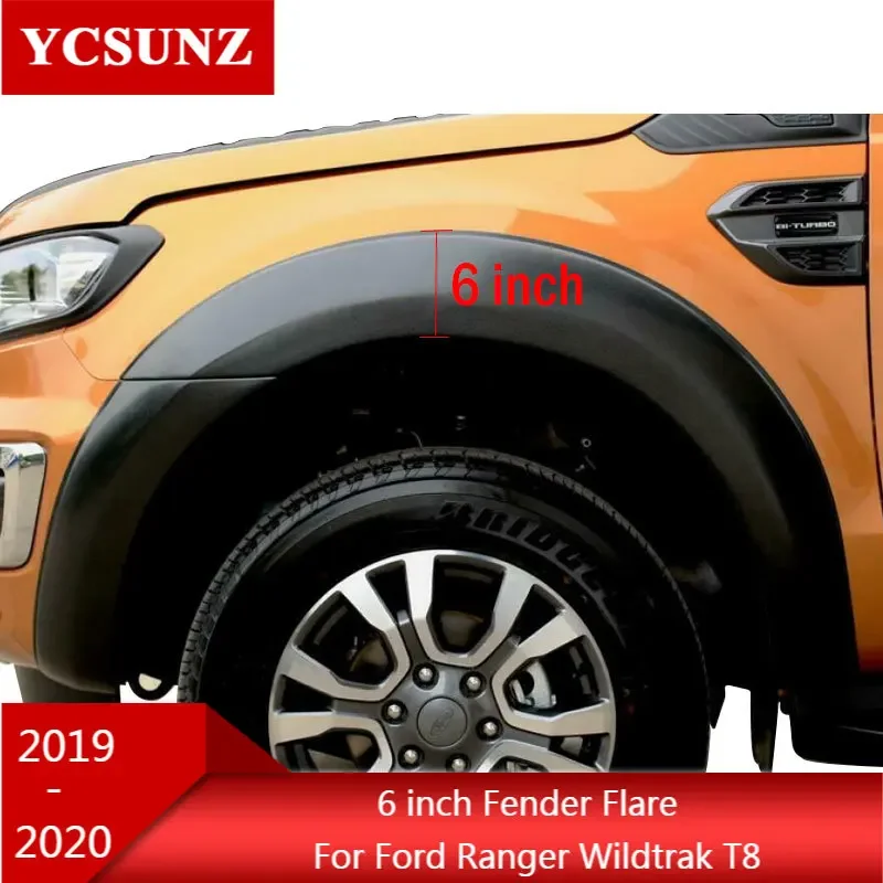 6 inch OEM Wheel Arch Fender Flares Mudguards For Ford Ranger Wildtrak T8 2019 2020 2021 MK3 Double Cabin Car Accessories