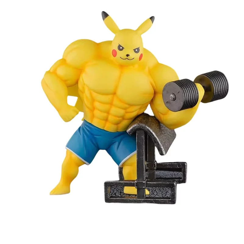 Muscle Pikachu Anime Action Figure, Pokémon Figures, Squirtle, Bulbasaur, Macho Man Fitness, Coleção Gk, Presentes de Ornamento, 17cm