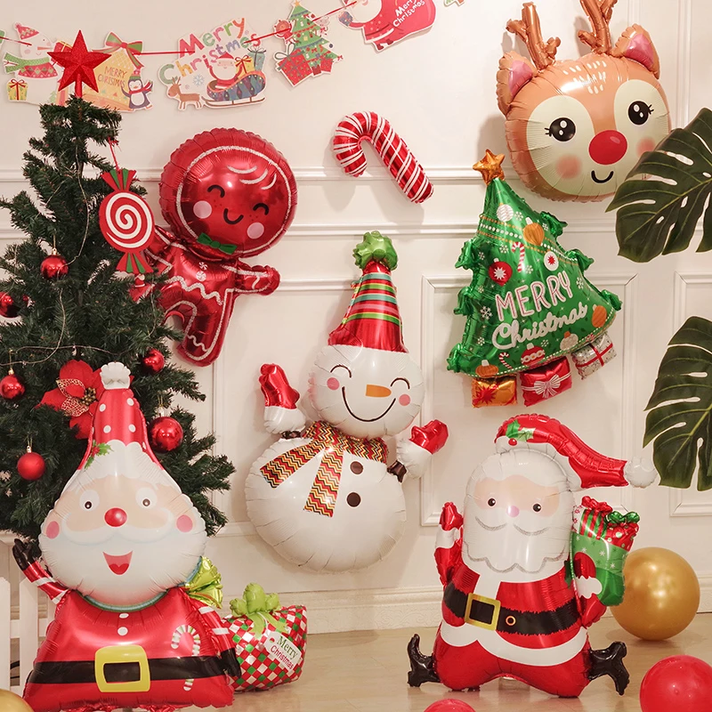 2PCS Christmas aluminum balloon old snowman elk gingerbread man Christmas tree cartoon holiday decoration party supplies.