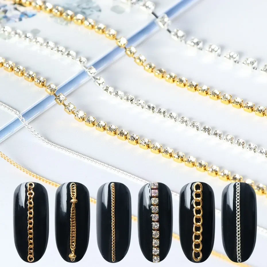 1PC 3D Metal Chains Nail Art Decorations Alloy Studs Nails Designs Charms Gold Snake Jewelry Necklace Manicure Accessories