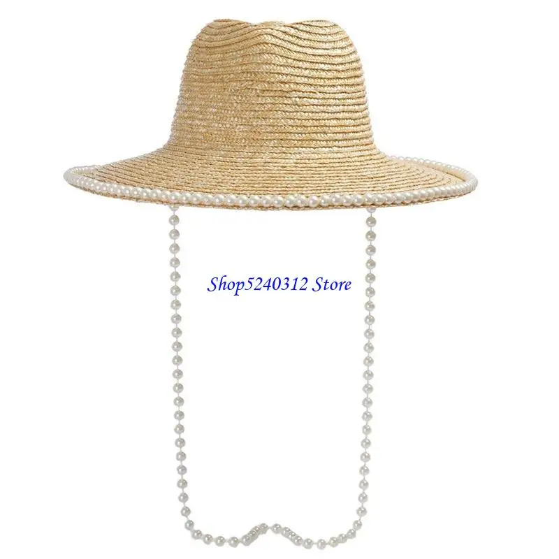 634C Women Straw Sun Hat Ladies Panama Beach Cap Summer Female Large Brim