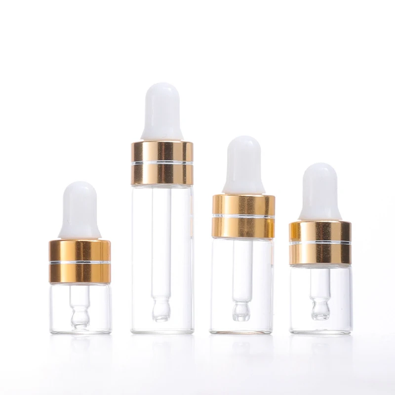 Glass Dropper Bottles 1ml 2ml 3ml 5ml Essential Oil Aromatherapy Bottle Transparent Sample Vial Empty Mini Cosmetic Containers