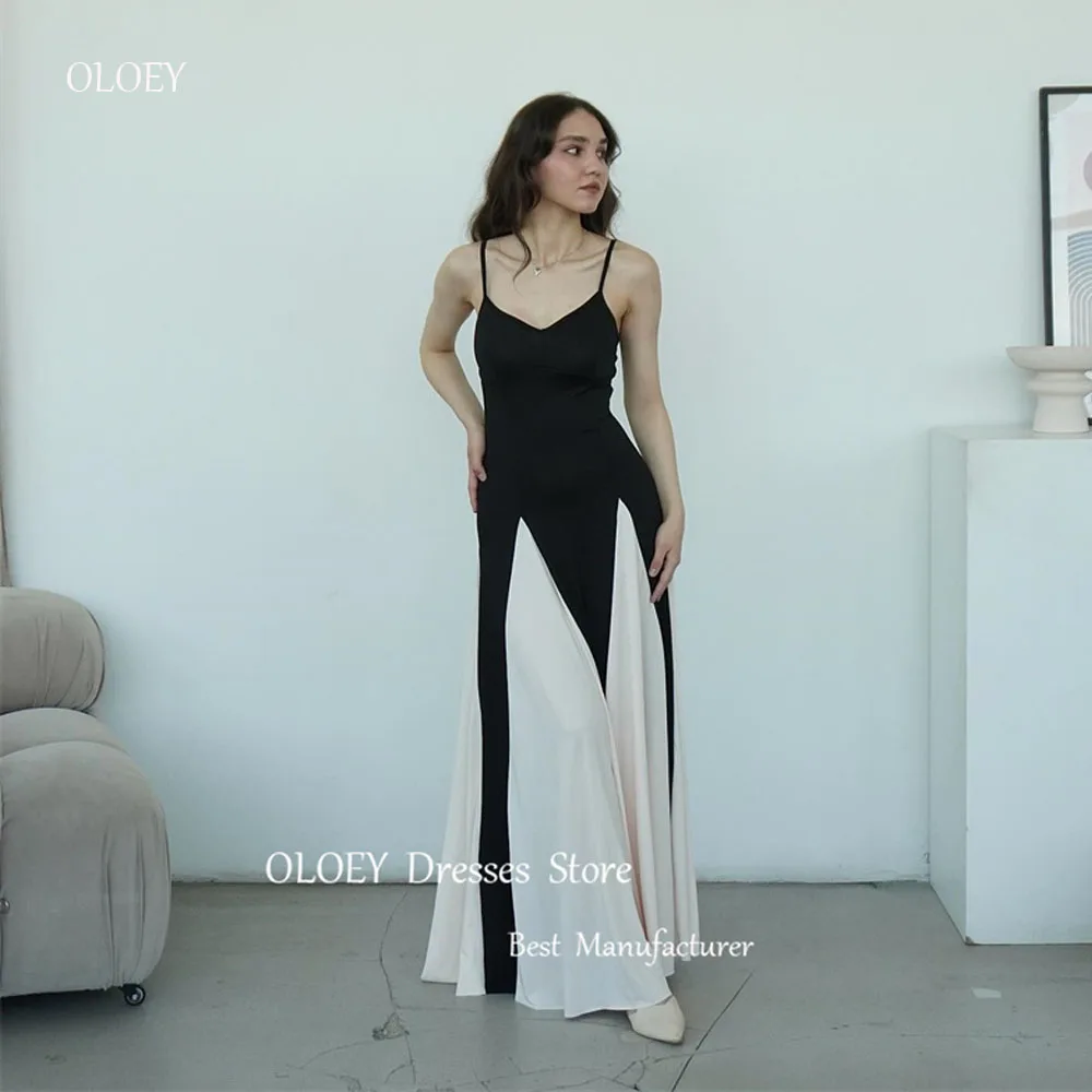 OLOEY Simple Black Evening Dresses Spaghetti Straps Women US Casual Outfit Sexy Custom Made Slim Formal Occasion Dress Simple