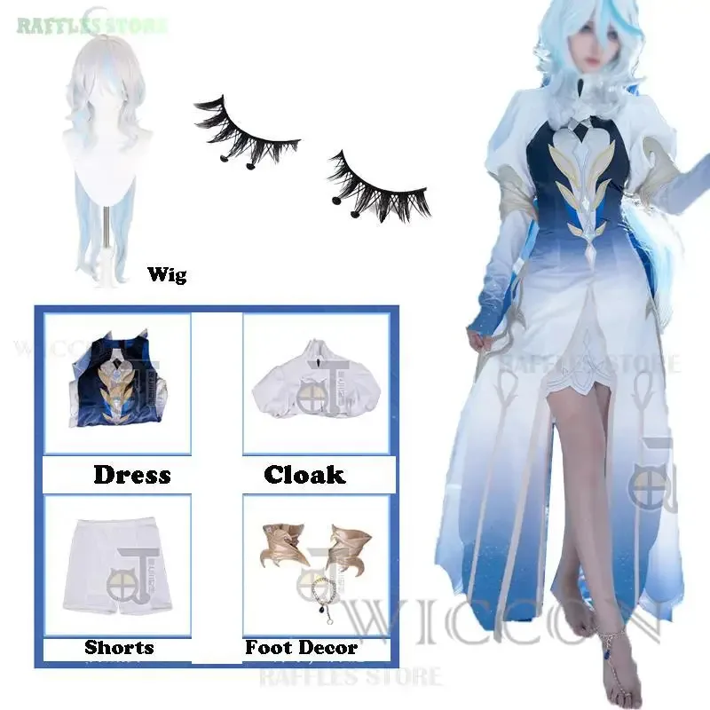 

ss23Genshin Focalors Furina Goddesses костюм парик операционный драматический костюм Хэллоуин вечерние женские косплей нарядное платье